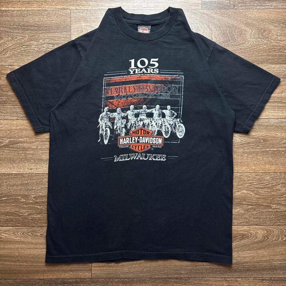Vintage Black Y2K Harley Davidson 105th Anniversary Tee